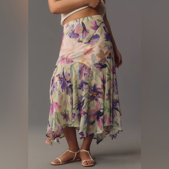 Anthropologie Dresses & Skirts - NWT By Anthropologie Asymmetrical Painterly Floral Midi Skirt